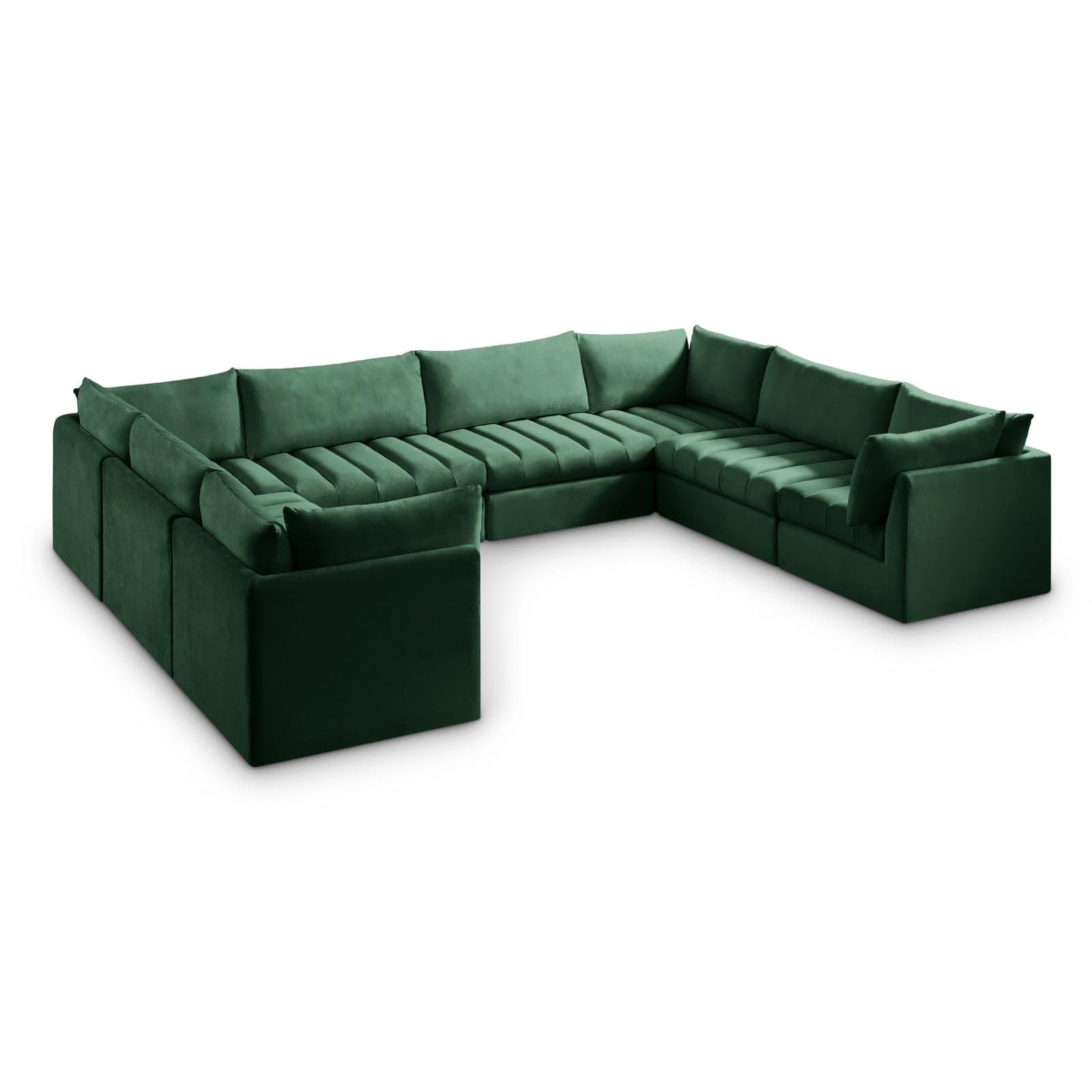 Rowan 140" Green Velvet Upholstered Sectional, 8-Piece — Vista 1 (1/3)