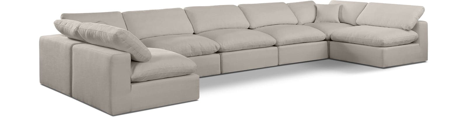 Farrah 197" Beige Linen Textured Fabric Upholstered Sectional, 7-Piece — Vista 1 (1/3)