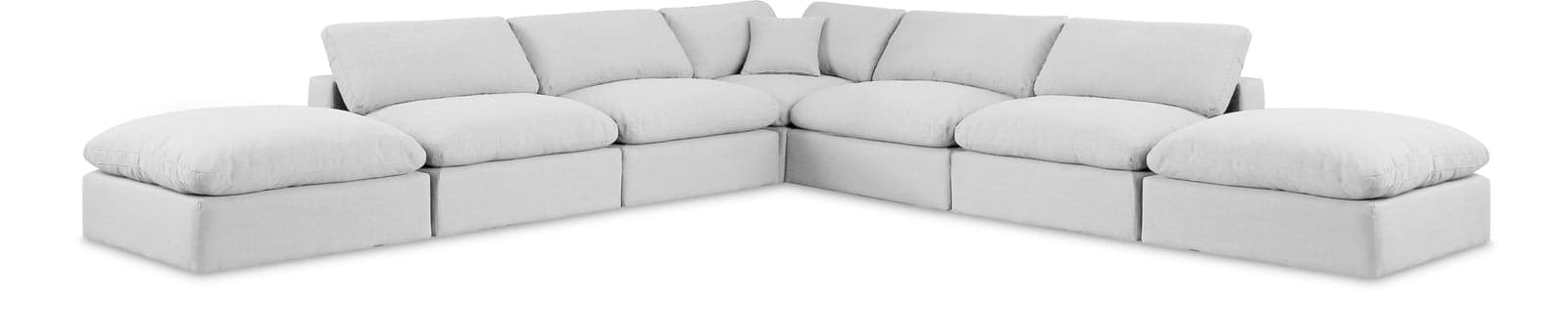 Farrah 157" White Linen Textured Fabric Upholstered Sectional, 7-Piece — View 1 (1/3)