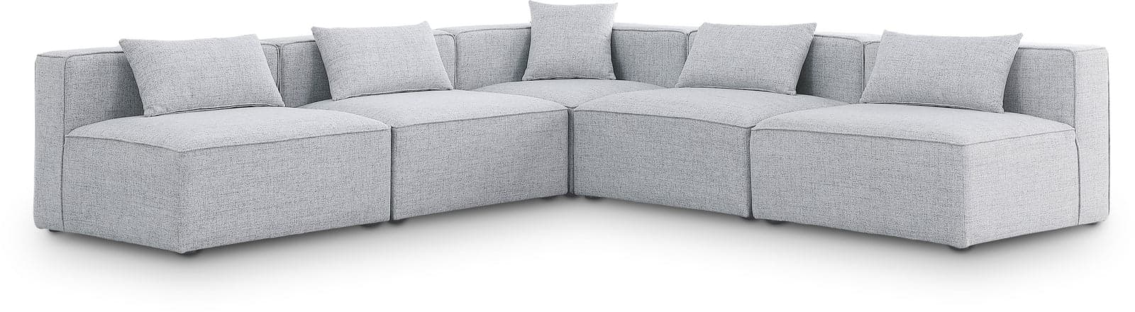 Farrah 108" Grey Fabric Upholstered Sectional, 5-Piece — View 1 (1/3)