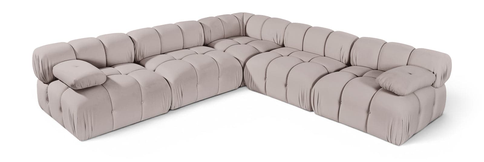 Camden Beige Velvet Performance Fabric Upholstered Sectional, 5-Piece (Style 2) — View 1 (1/3)
