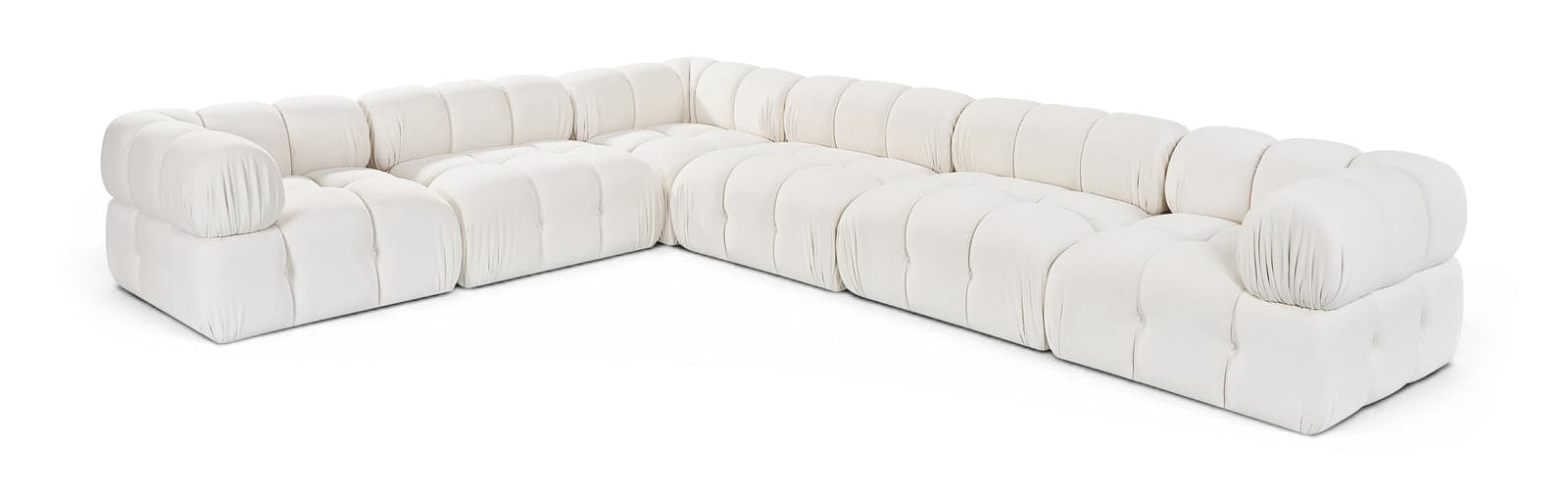 Camden Cream Velvet Performance Fabric Upholstered Sectional, 6-Piece — View 1 (1/3)