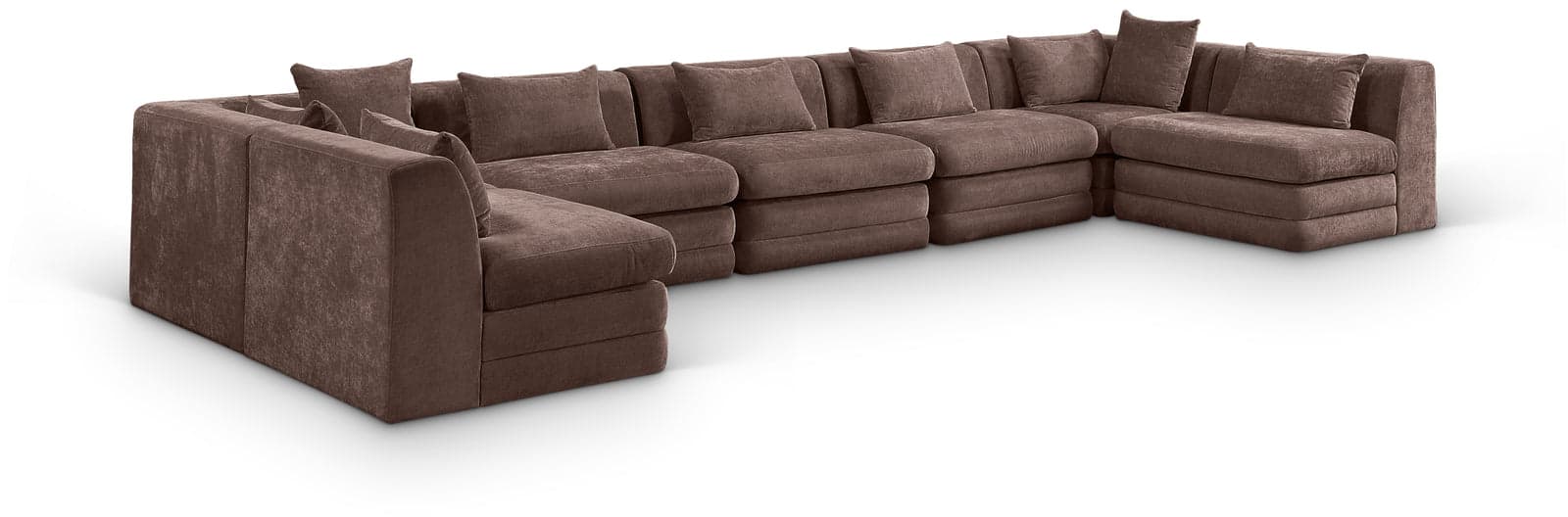 Willow 190" Brown Chenille Fabric Upholstered 7Pc. Sectional, 7-Piece — Vista 1 (1/3)