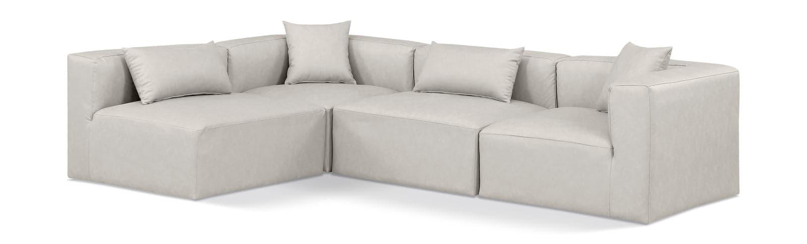 Farrah 108" Cream Vegan Leather Upholstered Sectional, 4-Piece (Style 2) — View 1 (1/3)