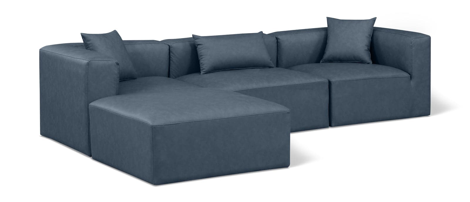 Farrah 108" Navy Vegan Leather Upholstered Sectional, 4-Piece — Vista 1 (1/3)