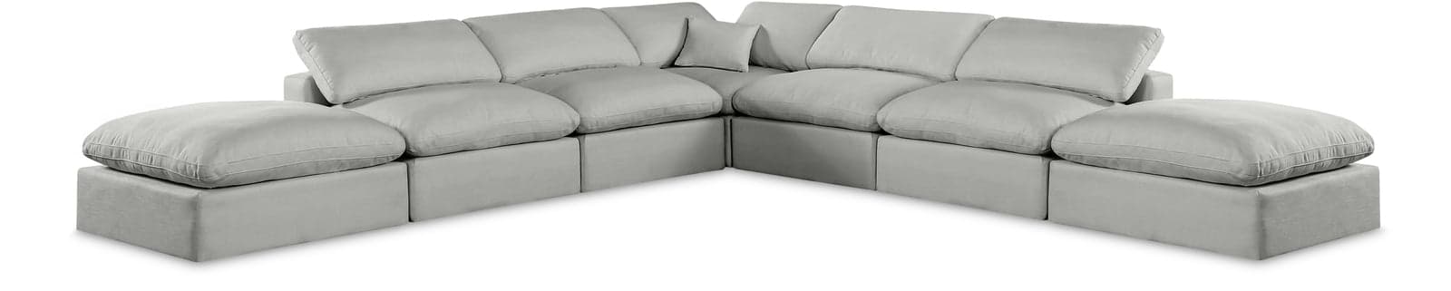 Farrah 157" Grey Linen Textured Fabric Upholstered Sectional, 7-Piece — Vista 1 (1/3)