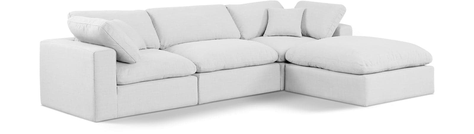 Farrah 119" White Linen Textured Fabric Upholstered Sectional, 4-Piece — View 1 (1/3)