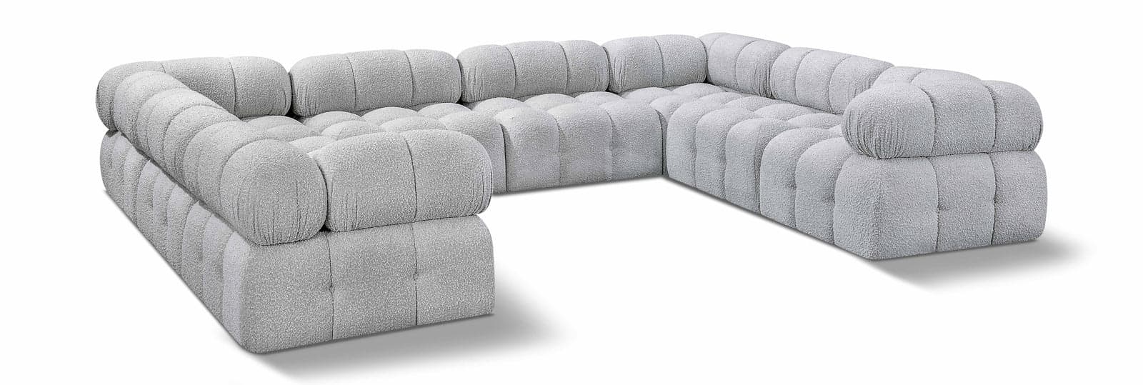 Darcy 136" Grey Boucle Fabric Upholstered Sectional, 8-Piece — Vista 1 (1/3)