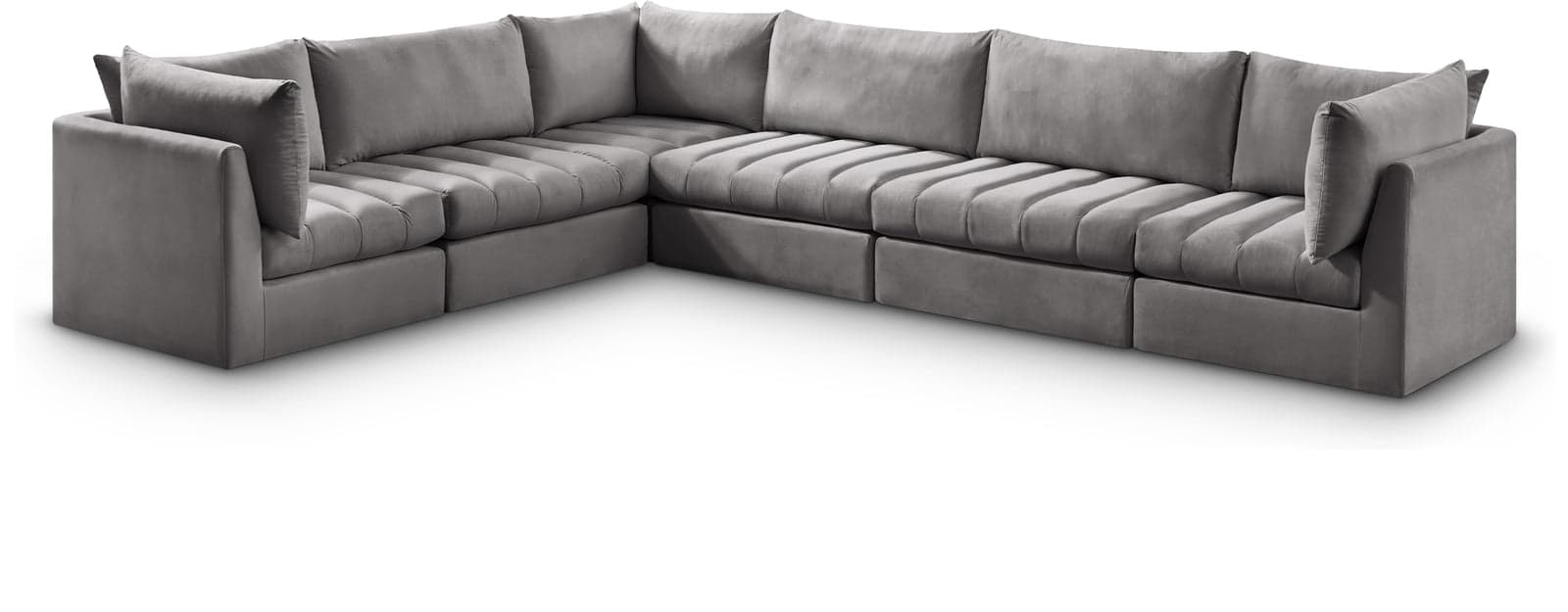 Rowan 140" Grey Velvet Upholstered Sectional, 6-Piece — View 1 (1/3)
