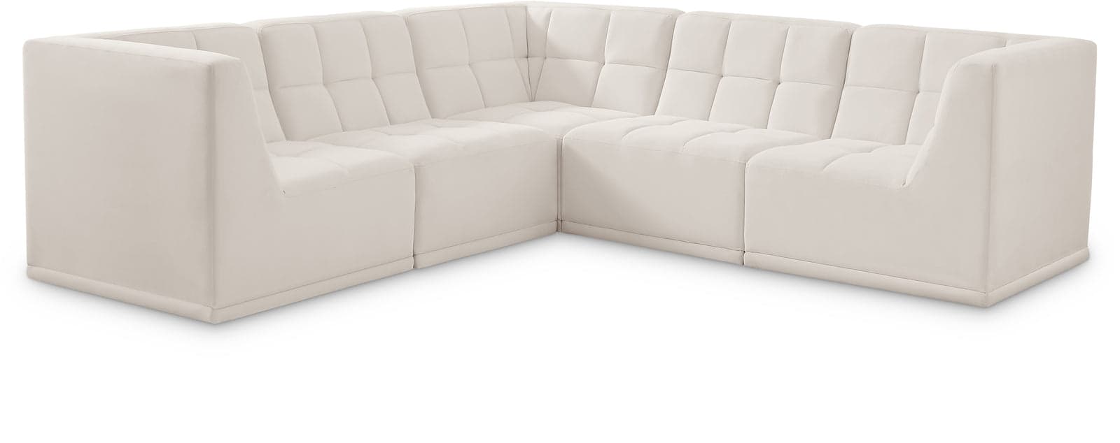 Jolie 98" Cream Velvet Upholstered Sectional, 5-Piece — Vista 1 (1/3)