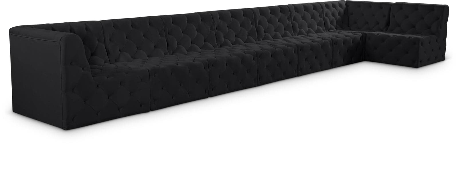 Faye 215" Black Velvet Upholstered Sectional, 8-Piece — View 1 (1/3)
