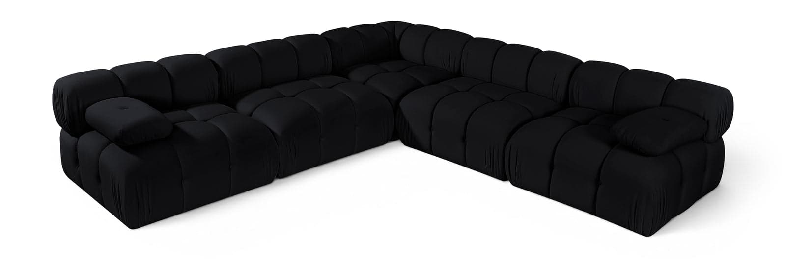 Camden Black Velvet Performance Fabric Upholstered Sectional, 5-Piece (Style 2) — Vista 1 (1/3)