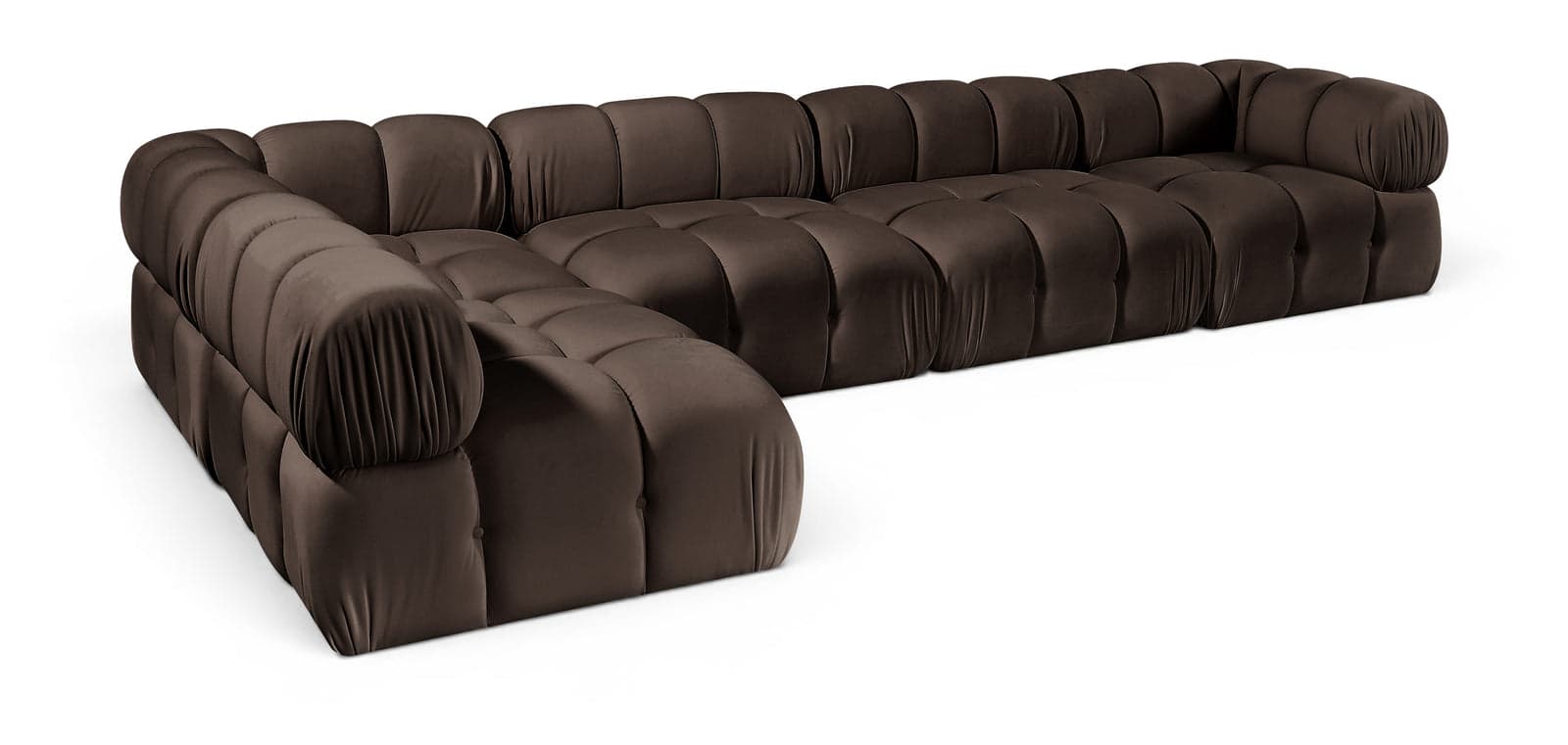 Camden Brown Velvet Performance Fabric Upholstered Sectional, 5-Piece (Style 4) — Vista 1 (1/3)