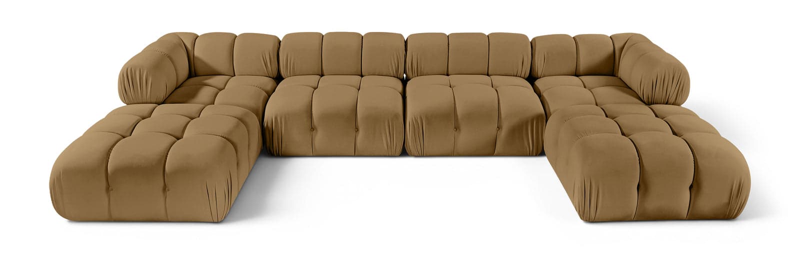 Camden Saddle Velvet Performance Fabric Upholstered Sectional, 6-Piece (Style 4) — View 1 (1/3)
