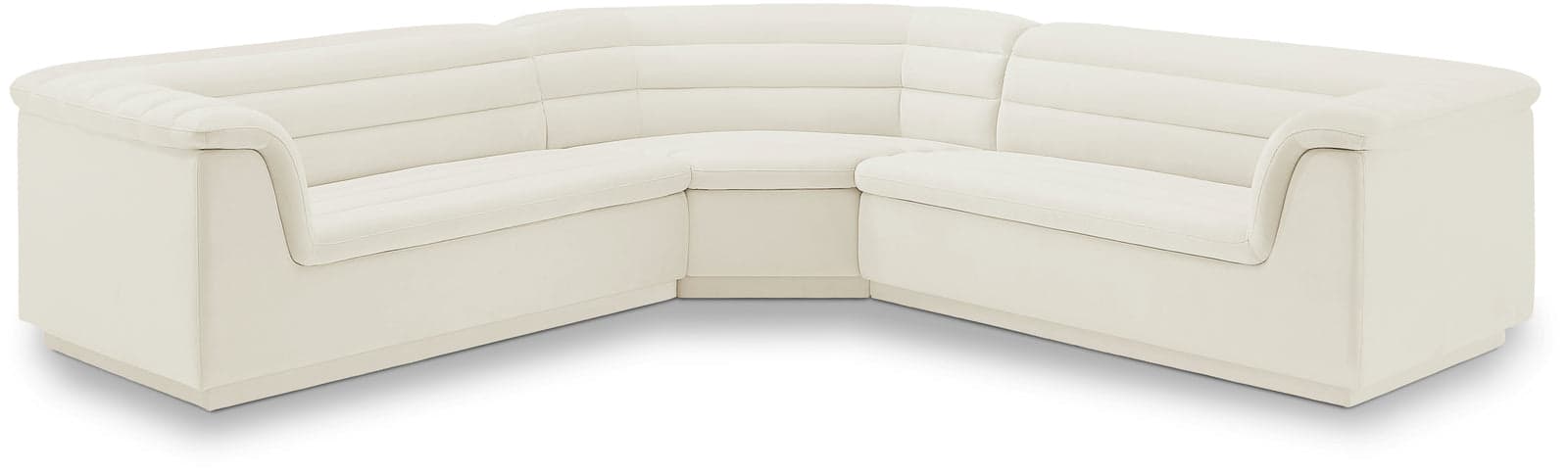 Faye 148" Cream Velvet Upholstered Sectional, 3-Piece — Vista 1 (1/3)