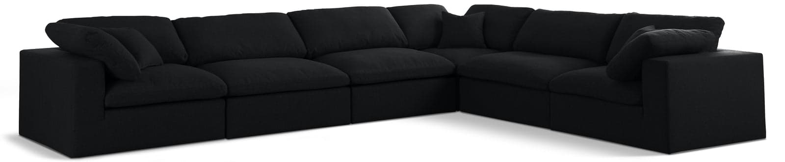Camden 158" Black Linen Textured Fabric Upholstered Deluxe Comfort Sectional, 6-Piece — View 1 (1/3)
