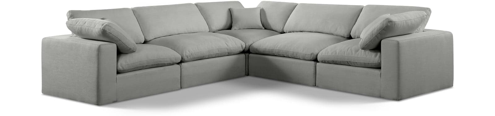 Farrah 119" Grey Linen Textured Fabric Upholstered Sectional, 5-Piece — Vista 1 (1/3)