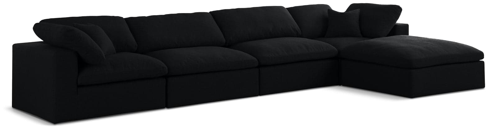 Camden 158" Black Linen Textured Fabric Upholstered Deluxe Comfort Sectional, 5-Piece — View 1 (1/3)