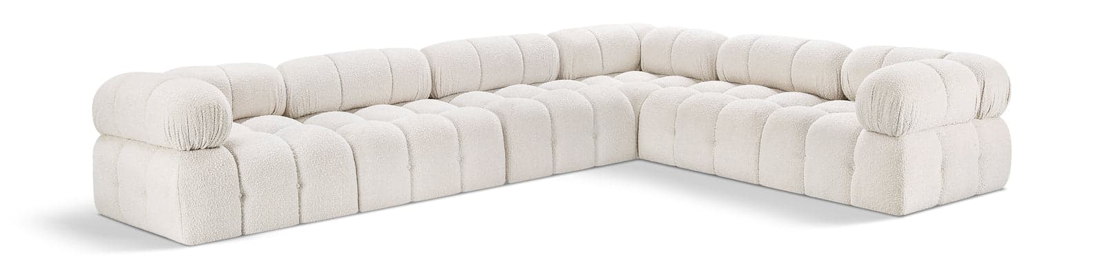 Darcy 136" Cream Boucle Fabric Upholstered Sectional, 6-Piece (Style 4) — Vista 1 (1/3)