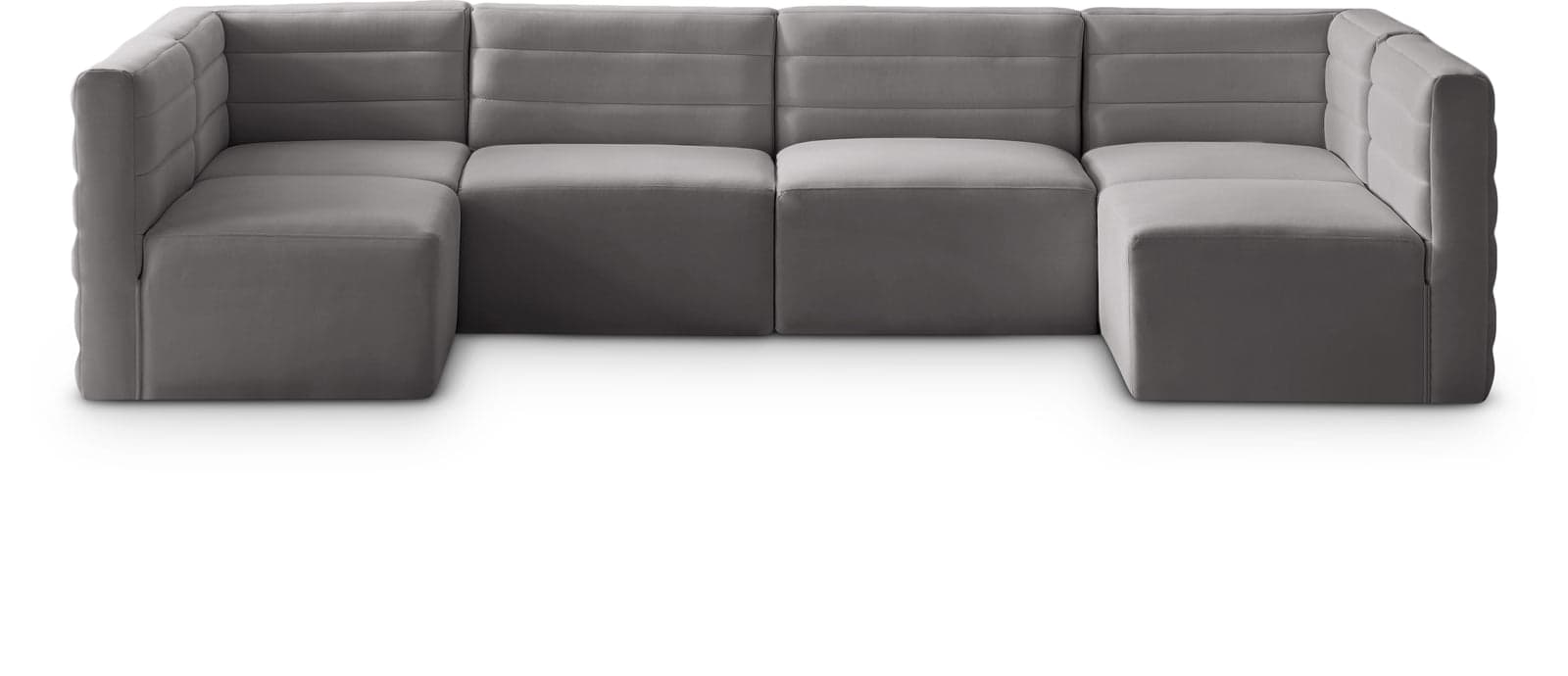 Opal 126" Grey Velvet Upholstered Comfort Sectional, 6-Piece (Style 2) — View 1 (1/3)