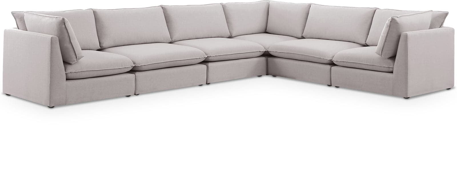 Linden 160" Beige Linen Textured Fabric Upholstered Sectional, 6-Piece — Vista 1 (1/3)