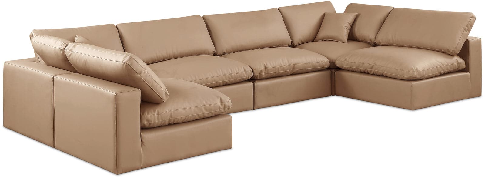 Farrah 158" Tan Vegan Leather Upholstered Sectional, 6-Piece (Style 3) — Vista 1 (1/3)