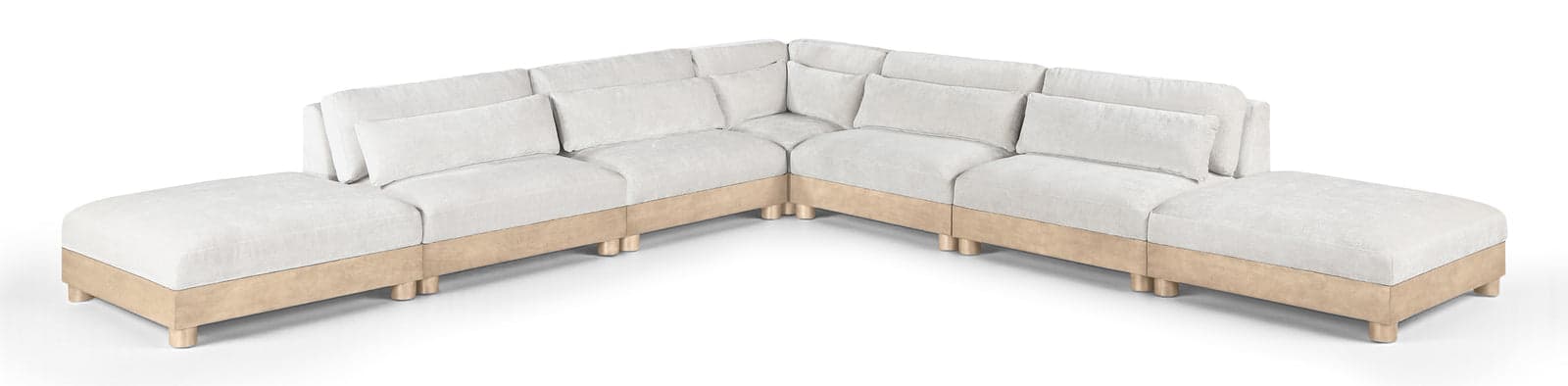 Kira 160" Cream Chenille Fabric Upholstered Modular Sectional, 7-Piece — Vista 1 (1/3)