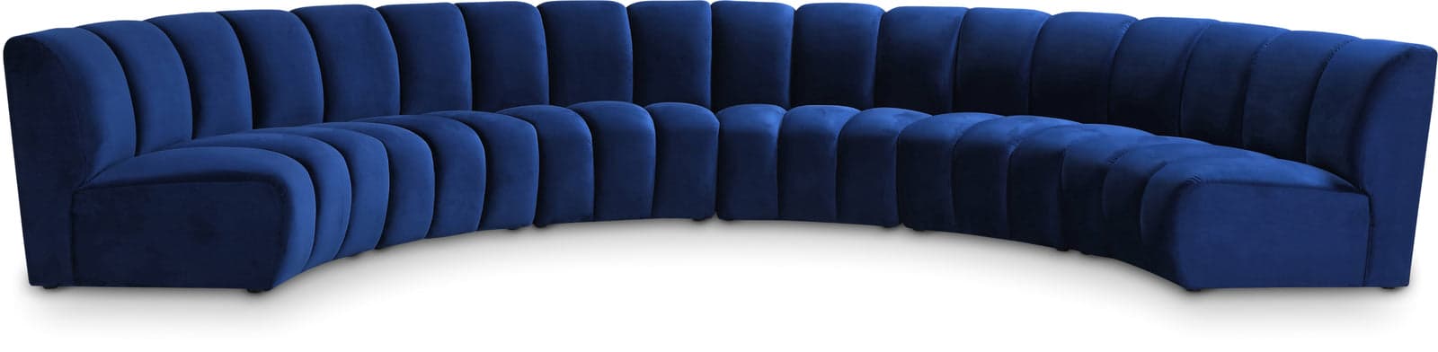 Isolde 176" Navy Velvet Upholstered Sectional, 6-Piece — Vista 1 (1/3)