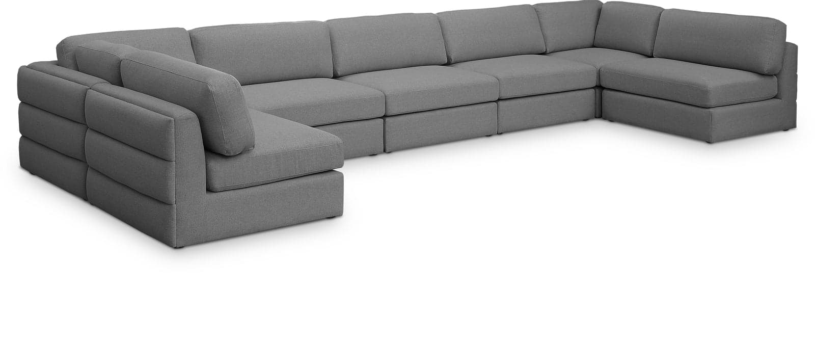 Celeste 190" Grey Linen Textured Fabric Upholstered Sectional, 7-Piece — Vista 1 (1/3)