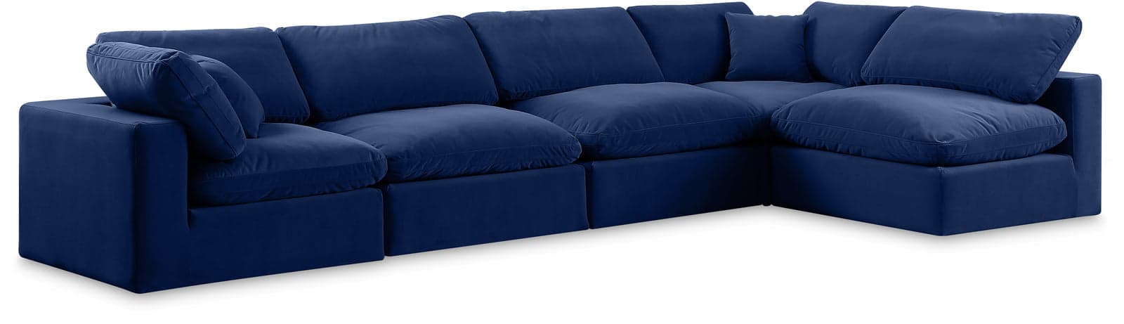 Farrah 158" Navy Velvet Upholstered Sectional, 5-Piece (Style 2) — Vista 1 (1/3)