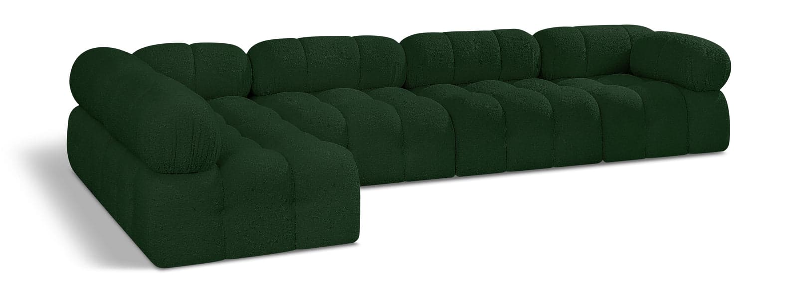 Darcy 136" Green Boucle Fabric Upholstered Sectional, 5-Piece — Vista 1 (1/3)
