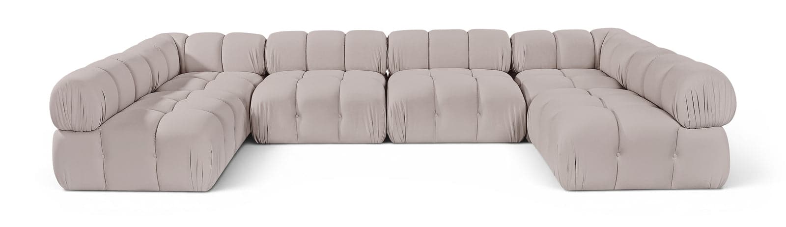 Camden Beige Velvet Performance Fabric Upholstered Sectional, 6-Piece (Style 3) — View 1 (1/3)