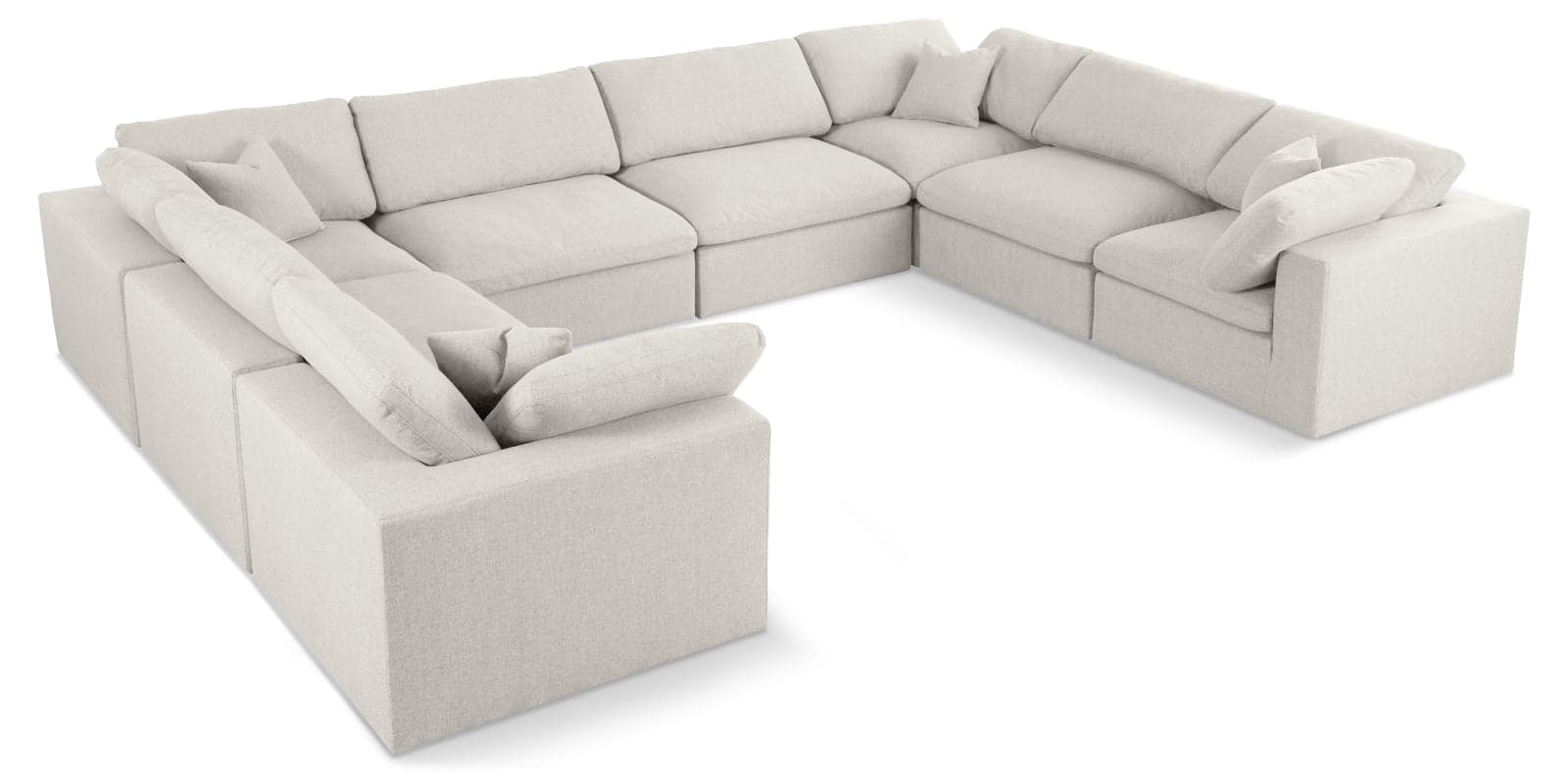 Camden 158" Cream Linen Textured Fabric Upholstered Deluxe Comfort Sectional, 8-Piece — Vista 1 (1/3)
