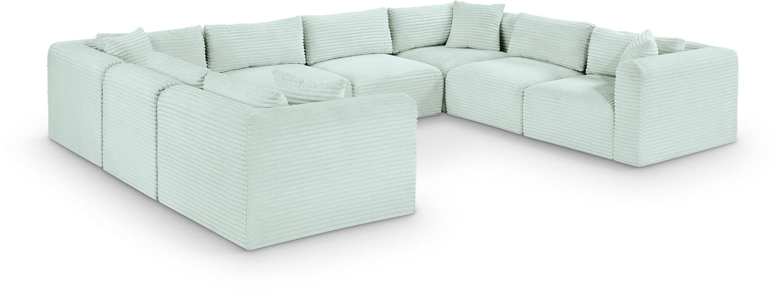 Faye 140" Mint Corduroy Performance Fabric Upholstered Sectional, 8-Piece — View 1 (1/3)