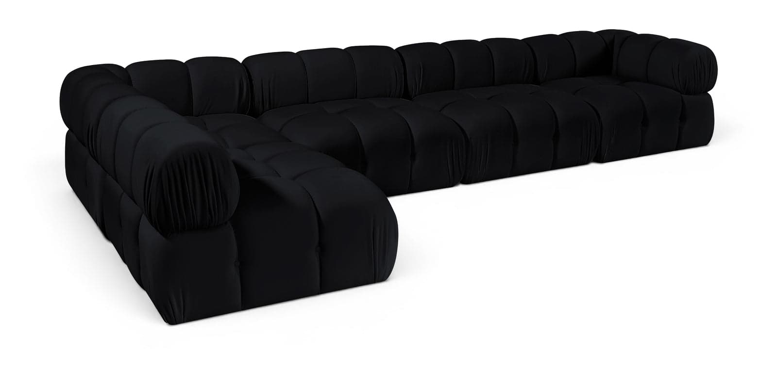 Camden Black Velvet Performance Fabric Upholstered Sectional, 5-Piece (Style 4) — View 1 (1/3)