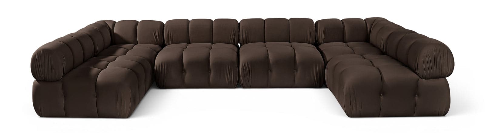Camden Brown Velvet Performance Fabric Upholstered Sectional, 6-Piece (Style 3) — Vista 1 (1/3)