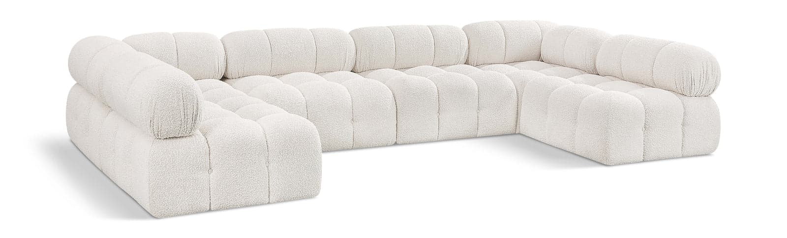 Darcy 136" Cream Boucle Fabric Upholstered Sectional, 6-Piece (Style 2) — View 1 (1/3)