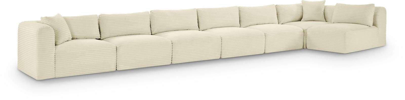 Faye 202" Cream Corduroy Performance Fabric Upholstered Sectional, 7-Piece — View 1 (1/3)