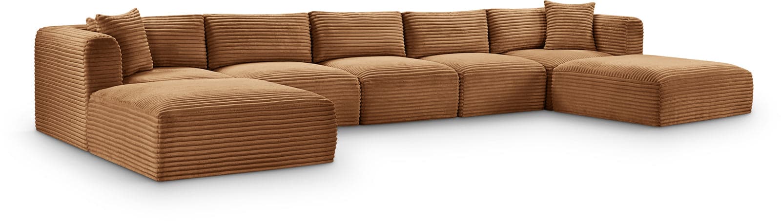 Faye 171" Saddle Corduroy Performance Fabric Upholstered Sectional, 7-Piece (Style 2) — Vista 1 (1/3)