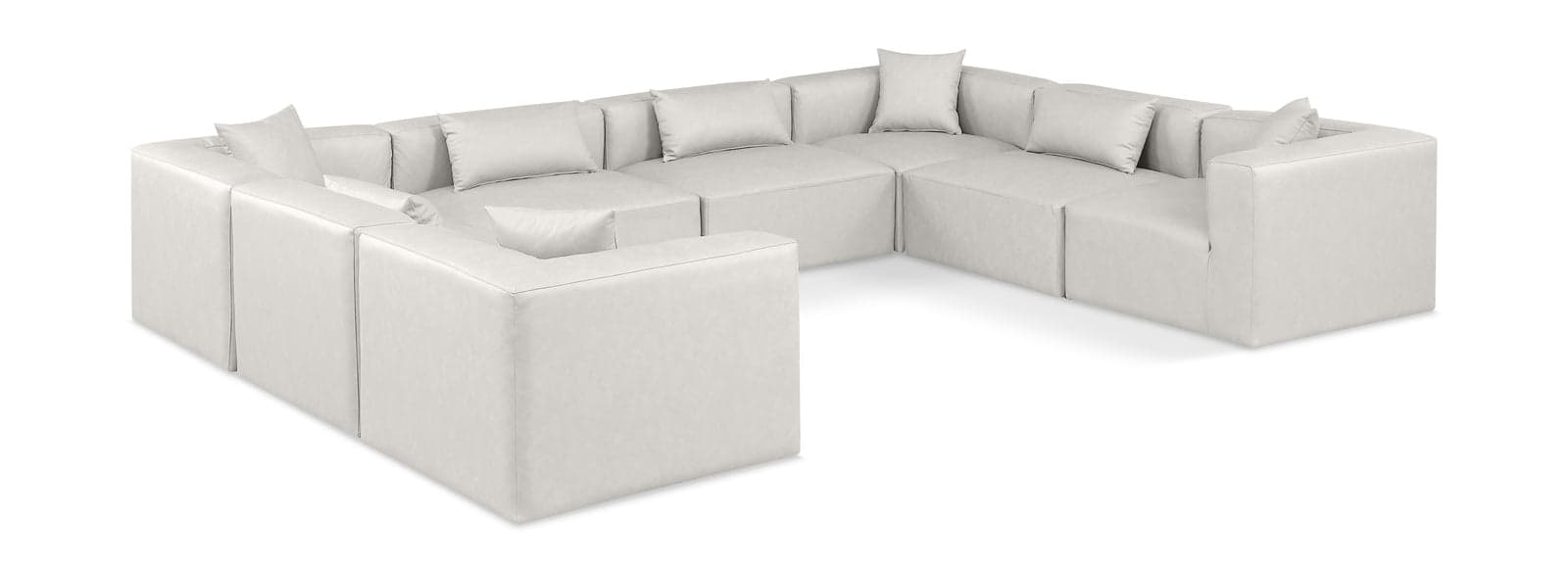 Farrah 144" Cream Vegan Leather Upholstered Sectional, 8-Piece — Vista 1 (1/3)