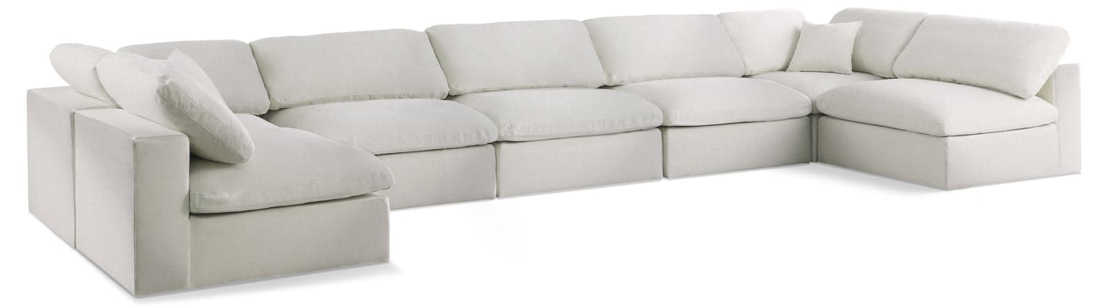 Camden 197" Cream Linen Textured Fabric Upholstered Deluxe Comfort Sectional, 7-Piece — Vista 1 (1/3)