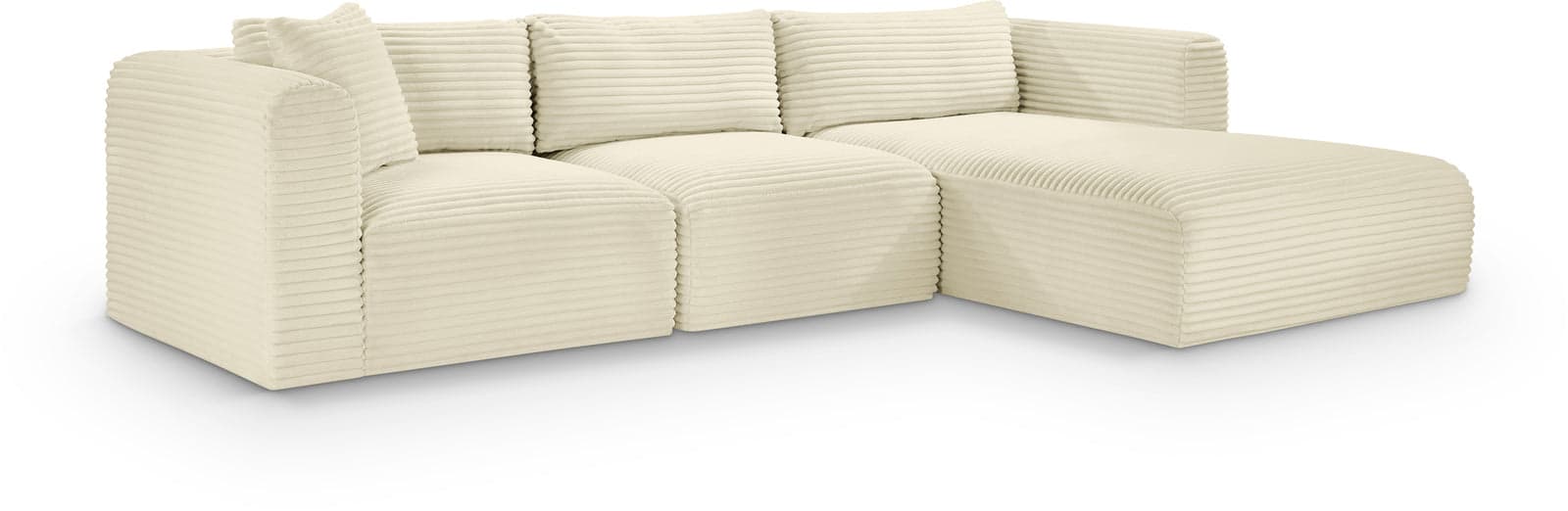Faye 114" Cream Corduroy Performance Fabric Upholstered Sectional, 3-Piece — Vista 1 (1/3)