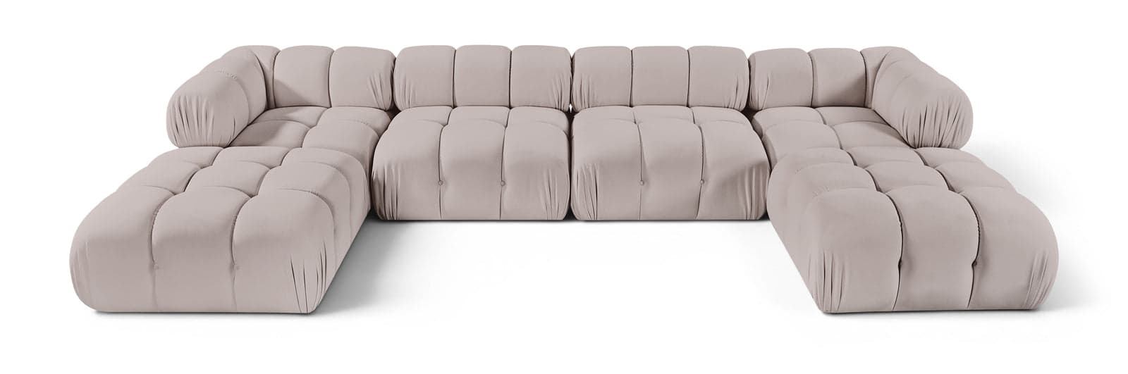 Camden Beige Velvet Performance Fabric Upholstered Sectional, 6-Piece (Style 4) — View 1 (1/3)