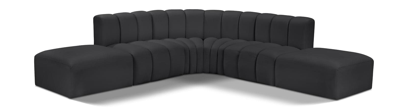Yara 146" Vegan Leather Upholstered Sectional, 6-Piece — Vista 1 (1/5)