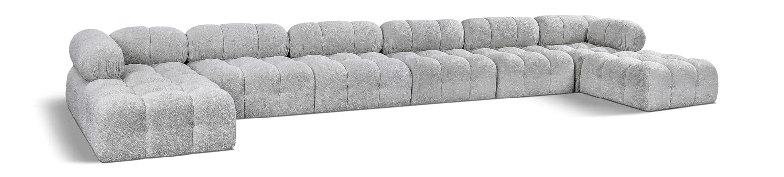 Darcy 204" Grey Boucle Fabric Upholstered Sectional, 8-Piece — Vista 1 (1/3)