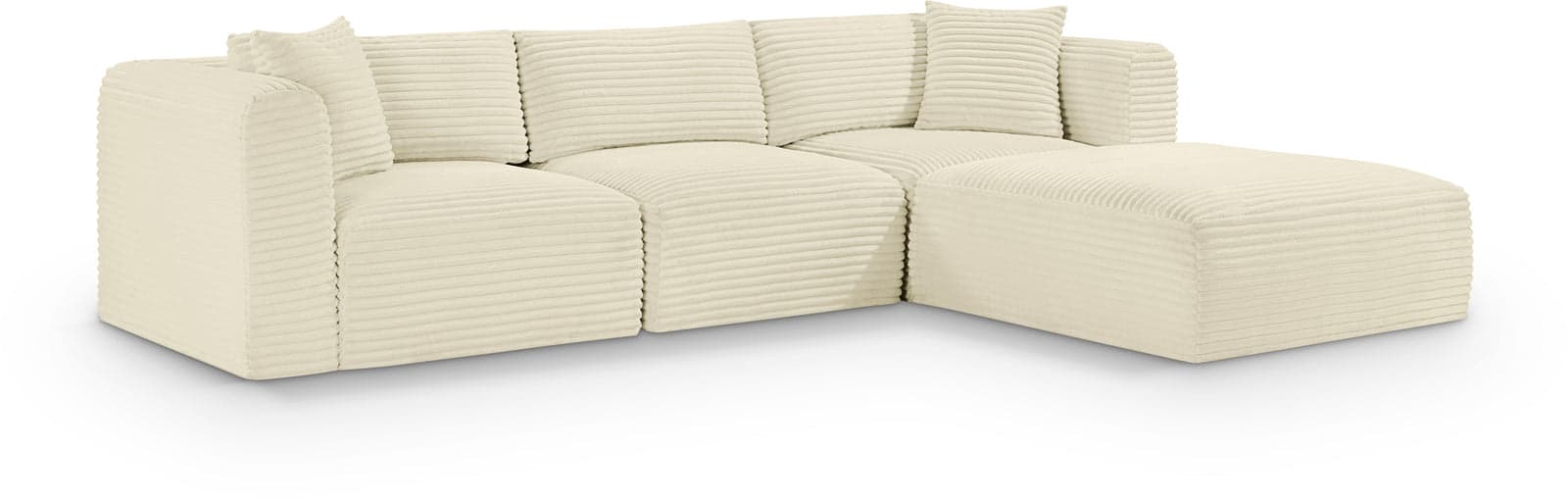 Faye 109" Cream Corduroy Performance Fabric Upholstered Sectional, 4-Piece — Vista 1 (1/3)