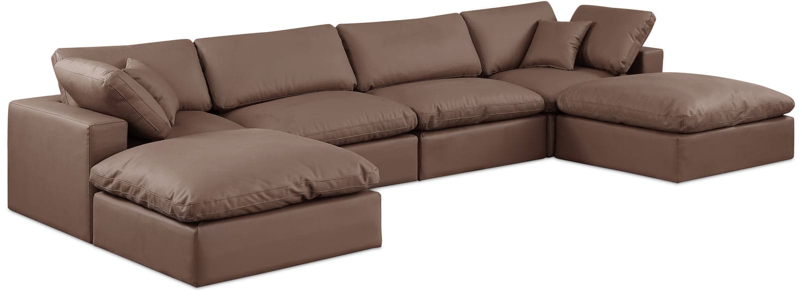 Farrah 158" Brown Vegan Leather Upholstered Sectional, 6-Piece (Style 2) — Vista 1 (1/3)
