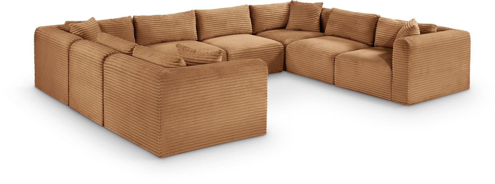 Faye 140" Saddle Corduroy Performance Fabric Upholstered Sectional, 8-Piece — View 1 (1/3)