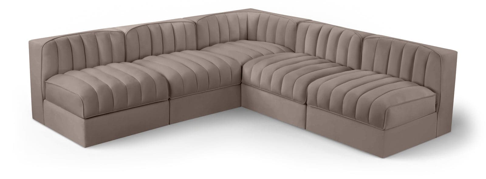 Talia Taupe Velvet Performance Fabric Upholstered Sectional, 5-Piece — Vista 1 (1/3)