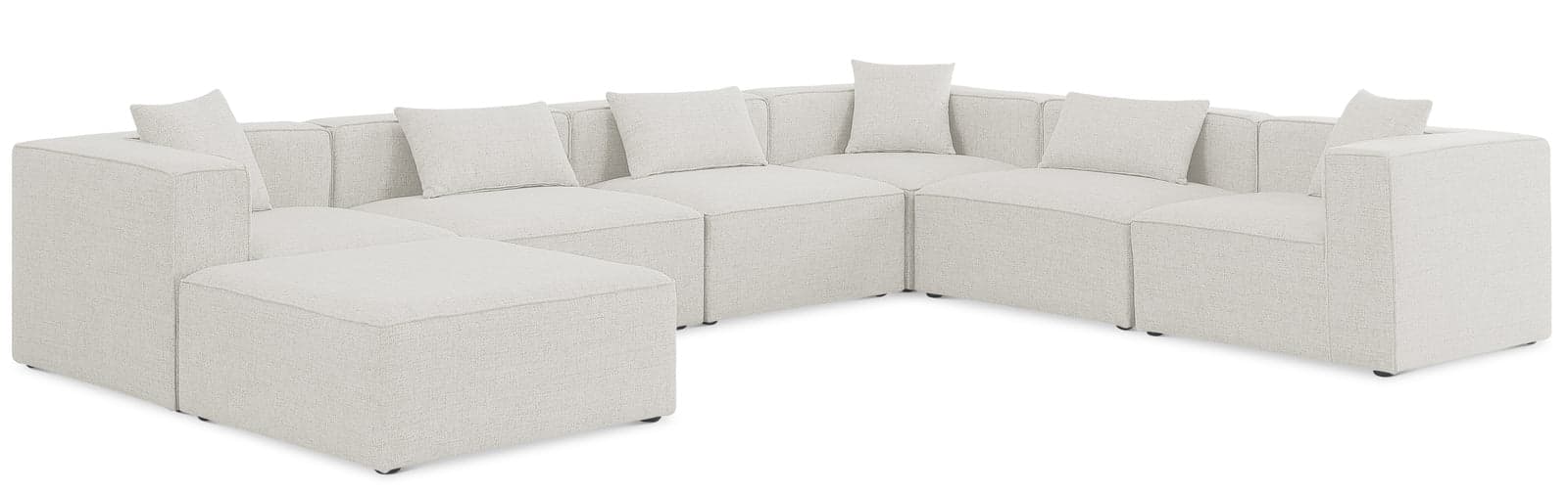 Farrah 144" Cream Fabric Upholstered Sectional, 7-Piece — View 1 (1/3)